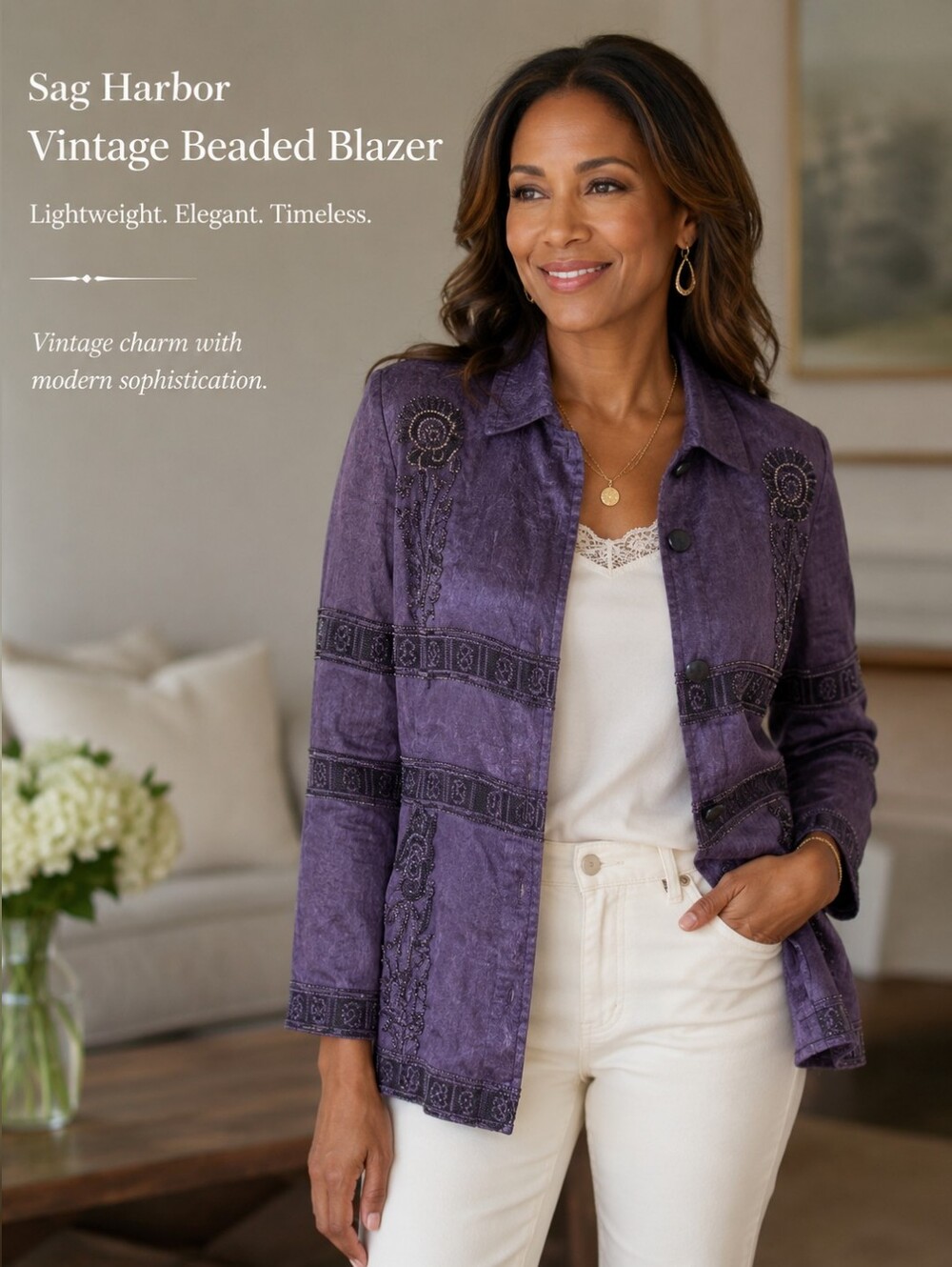 Sag Harbor Vintage Beaded Blazer